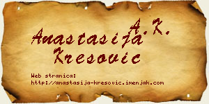 Anastasija Kresović vizit kartica